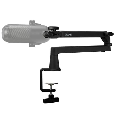 GRAPHT マイクアーム ロープロファイル 日本メーカー MICROPHONE ARM 【ブラック】黒 耐荷重 2kg 360度回転 角度調節可能 3/8 5/8 マイククリップ付き クランプ式 配信 レコーディング ゲーム実況 ストリーミ 047b26e0