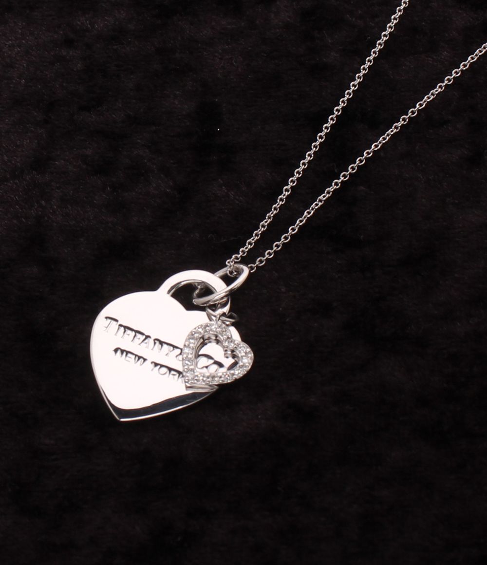 美品 ティファニー ネックレス K18 ダイヤ リターントゥティファニー ハートタグ 銀座 GINZA レディース Tiffany & Co.