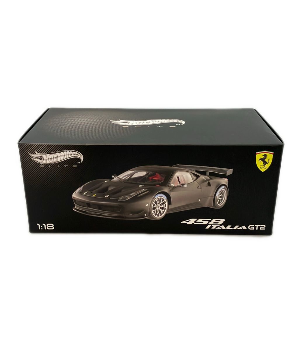 マテル Hot Wheels Elite 1/18 フェラーリ 458 イタリア GT2 マットブラックモデル ダイキャストモデルカー