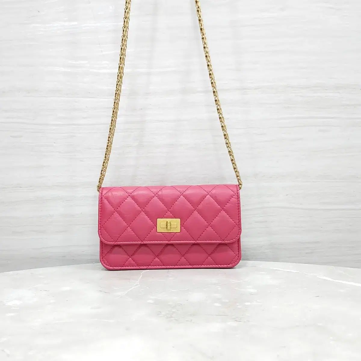 CHANEL シャネル 2 55 ヴィンテージ ミニ WOC チェーン クロスバック ピンク ゴールド