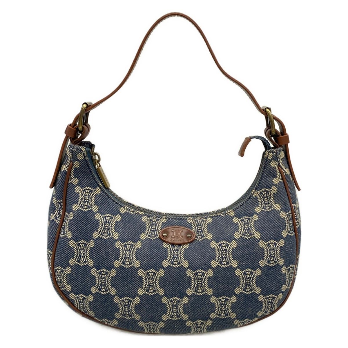 CELINE(セリーヌ) ショルダーバッグ - ブルー×ブラウン パリマカダム柄/デニム/ミニ レザー 80,410円