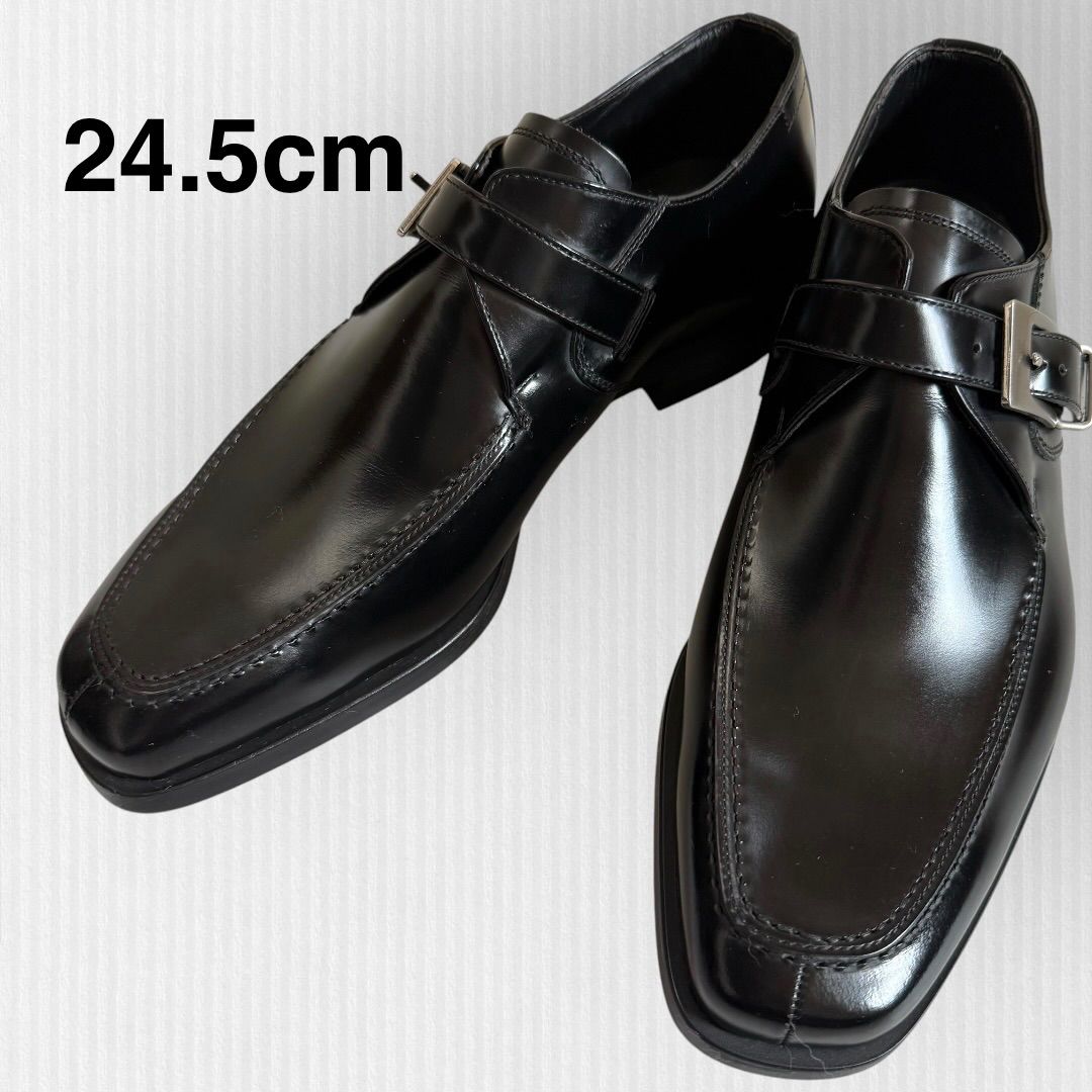 【未使用級】リーガル　Y625 黒　24.5 Uチップ　シングルモンク　ストラップシューズ　ビジネスシューズ　ブラック　ベルト
