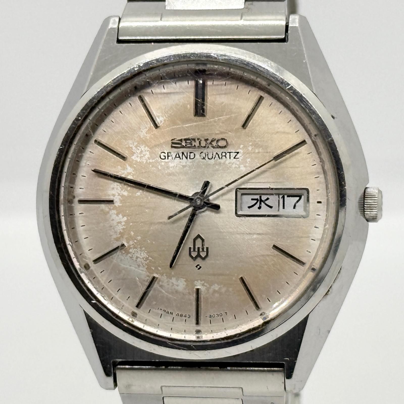 SEIKO セイコー グランドクォーツ 4843-8041 シルバー QZ メンズ 腕時計 訳あり