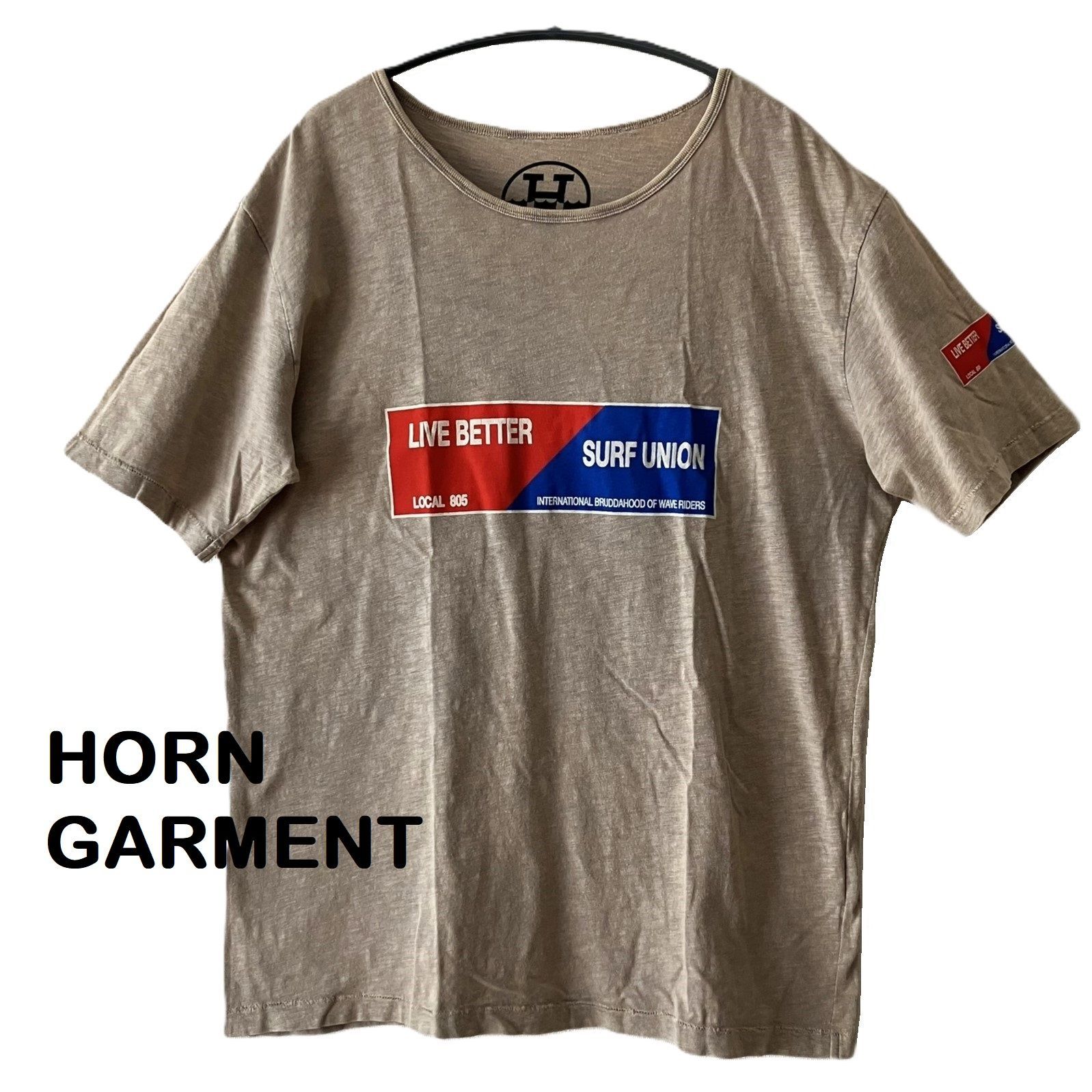 HORN GARMENT ブラックシャツ スマーフプリント Lサイズ　美品 HORN GARMENT/ホーンガーメント】HORN G.M.T 半袖Tシャツ プリントT