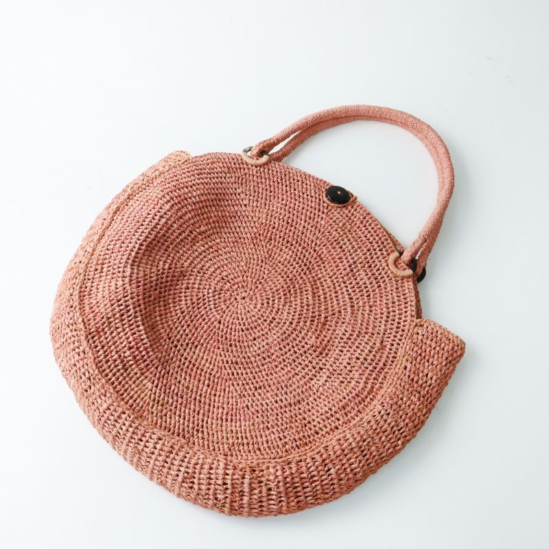 美品 サンアルシデ Sans Arcidet NOVA BAG＼ピンク ラフィア かご