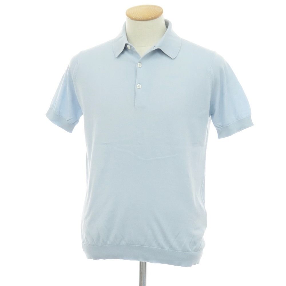 【中古】ジョンスメドレー JOHN SMEDLEY ハイゲージ シーアイランドコットン 半袖 ポロニット サックス【サイズS】【メンズ】