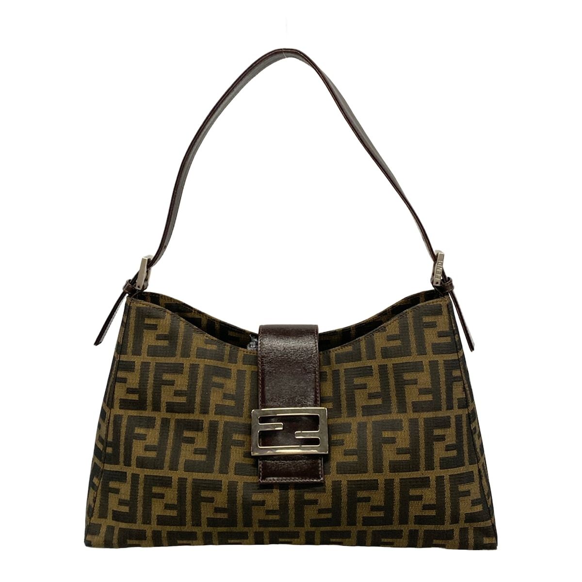 FENDI(フェンディ) ショルダーバッグ ズッカ柄 ライトブラウン×黒×ダークブラウン レザー 75,075円