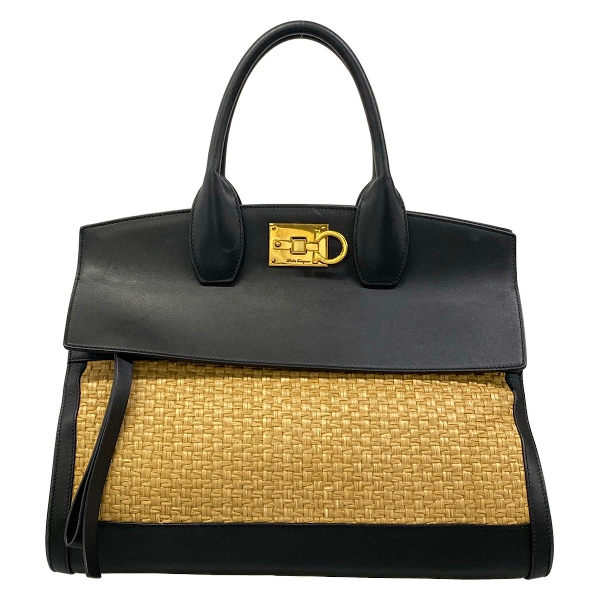 FERRAGAMO/SalvatoreFerragamo(サルバトーレフェラガモ) ハンドバッグ スタジオバッグミディアム ライトブラウン×黒 レザー