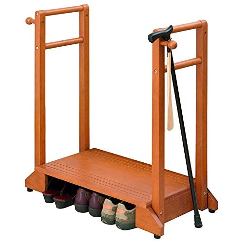 新品】萩原(Hagihara) 玄関踏み台 玄関台 手すり付き踏み台 両手すり