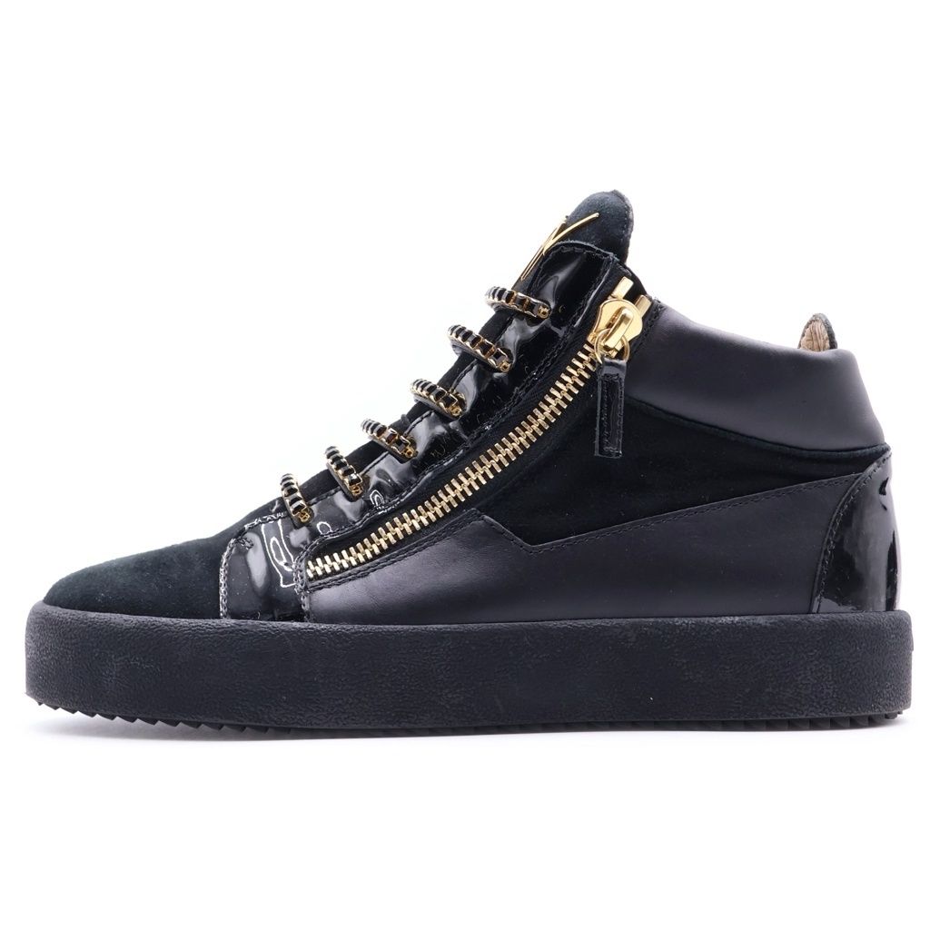 GIUSEPPE ZANOTTI (ジュゼッペ ザノッティ) ビジュー付 サイドジップ ハイカットスニーカー シューズ ブラック/ゴールド
