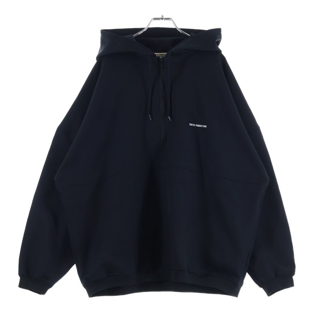 COOTIE PRODUCTIONS (クーティー プロダクションズ) Polyester Twill Half Zip Hoodie ポリエステル ハーフジップ フーディパーカー ブラック