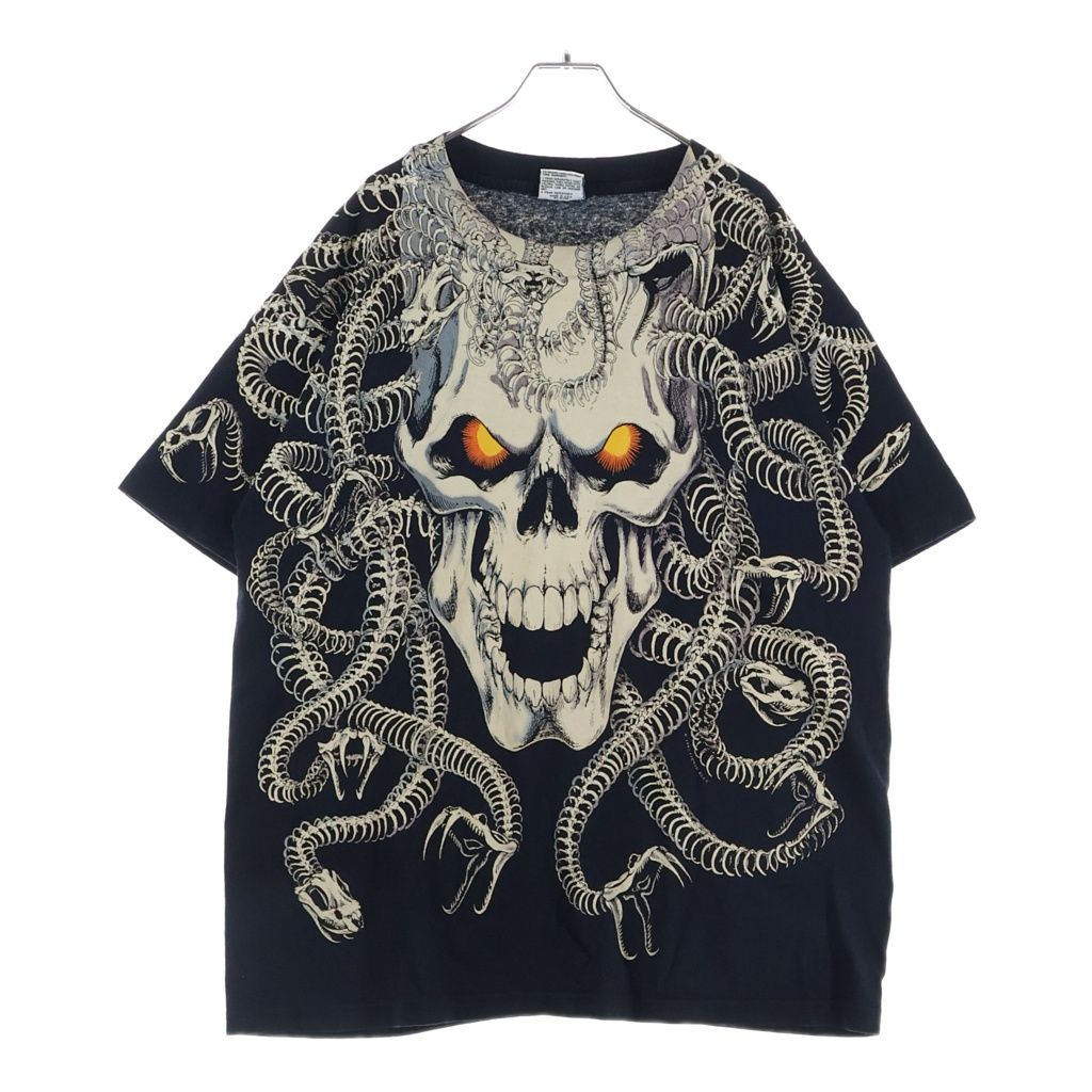 VINTAGE (ヴィンテージ) 90s LIQUID BLUE Medusa Skull リキッドブルー メデューサスカル クルーネックTシャツ ブラック 総柄