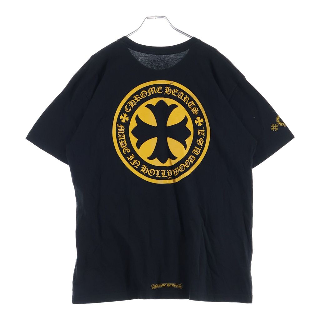 CHROME HEARTS (クロムハーツ) YELLOW CH PLUS イエロー CHプラス サークルロゴ 半袖Tシャツ ブラック/イエロー