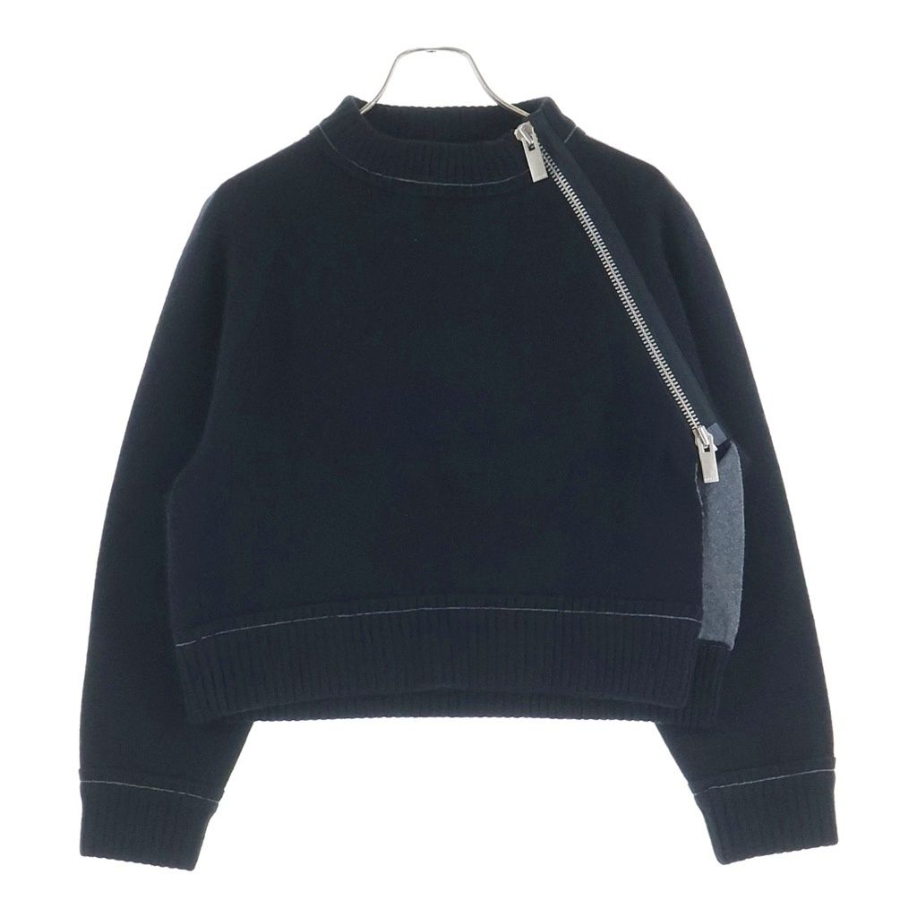 Sacai (サカイ) カシミア ジップデザイン ニット ブラック SCW-090