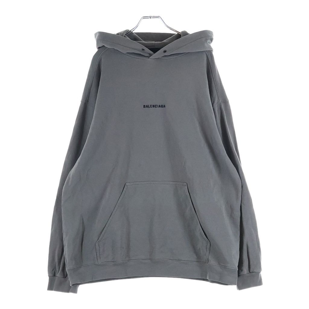 BALENCIAGA (バレンシアガ) フロントロゴ刺しゅう プルオーバーパーカー フーディー グレー 600583