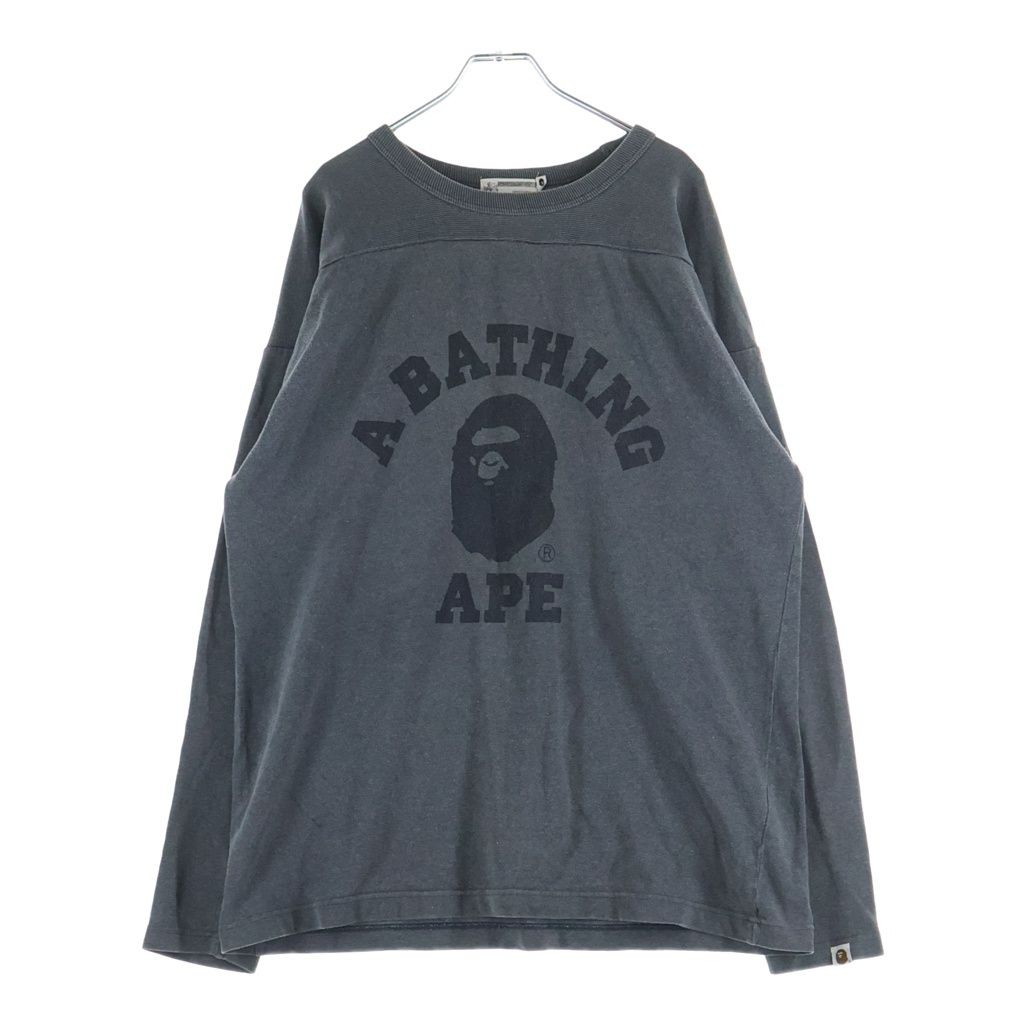 A BATHING APE (アベイシングエイプ) ロゴプリント クルーネック スウェットトレーナー グレー