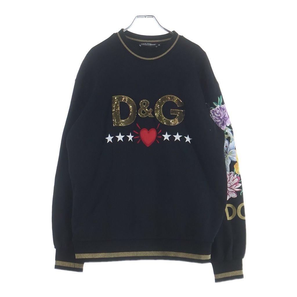 DOLCE & GABBANA (ドルチェアンドガッバーナ) スパンコールロゴスウェット ブラック #38 G7TBG