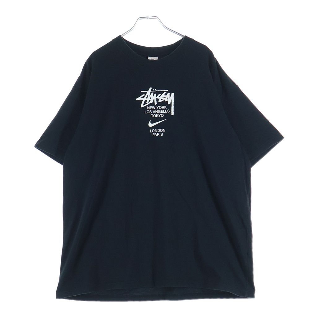 STUSSY (ステューシー) ×NIKE International T-Shirt ナイキ インターナショナル クルーネック 半袖Tシャツ カットソー ブラック DD3342-010