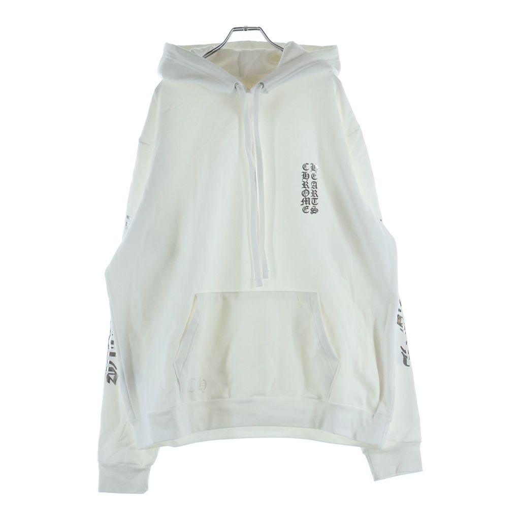 CHROME HEARTS (クロムハーツ) WHITE FOIL HOODIE アームロゴプリント プルオーバー スウェット パーカー ホワイト