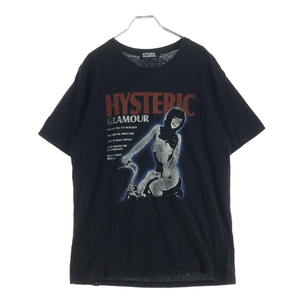 HYSTERIC GLAMOUR (ヒステリックグラマー) BIKE GIRL バイク ガール 両面プリント 半袖Tシャツ ブラック 0292CT16