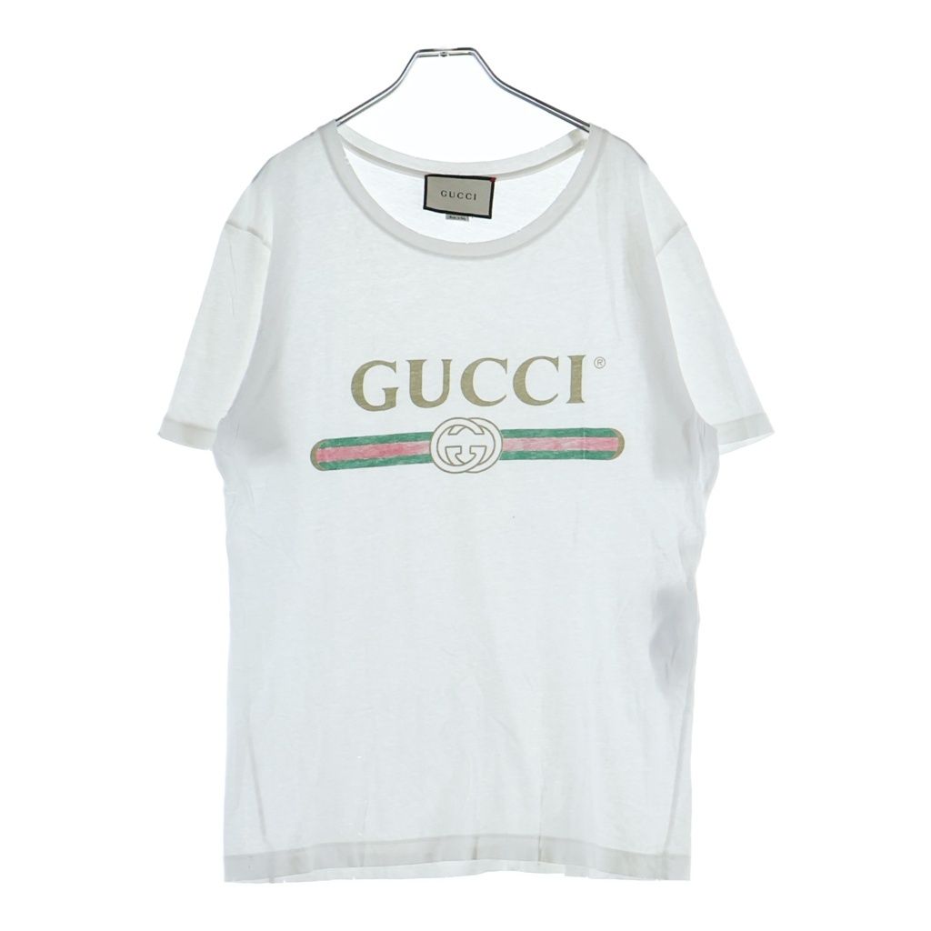 GUCCI (グッチ) フロントロゴプリント 半袖Tシャツ コットン 457095 ホワイト
