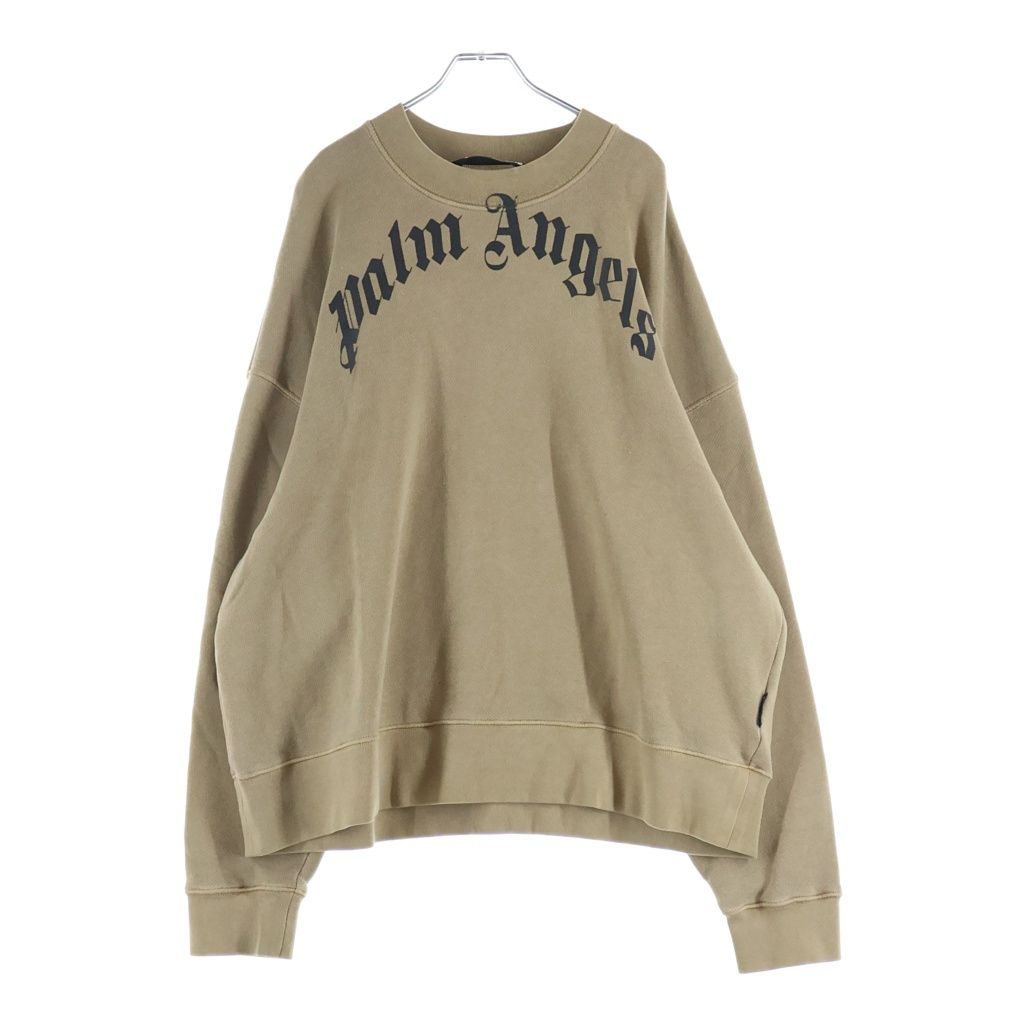Palm Angels (パームエンジェルス) GD Curved Logo Crew フロントロゴプリント スウェットトレーナー PMBA026F21FLE004 ブラウン