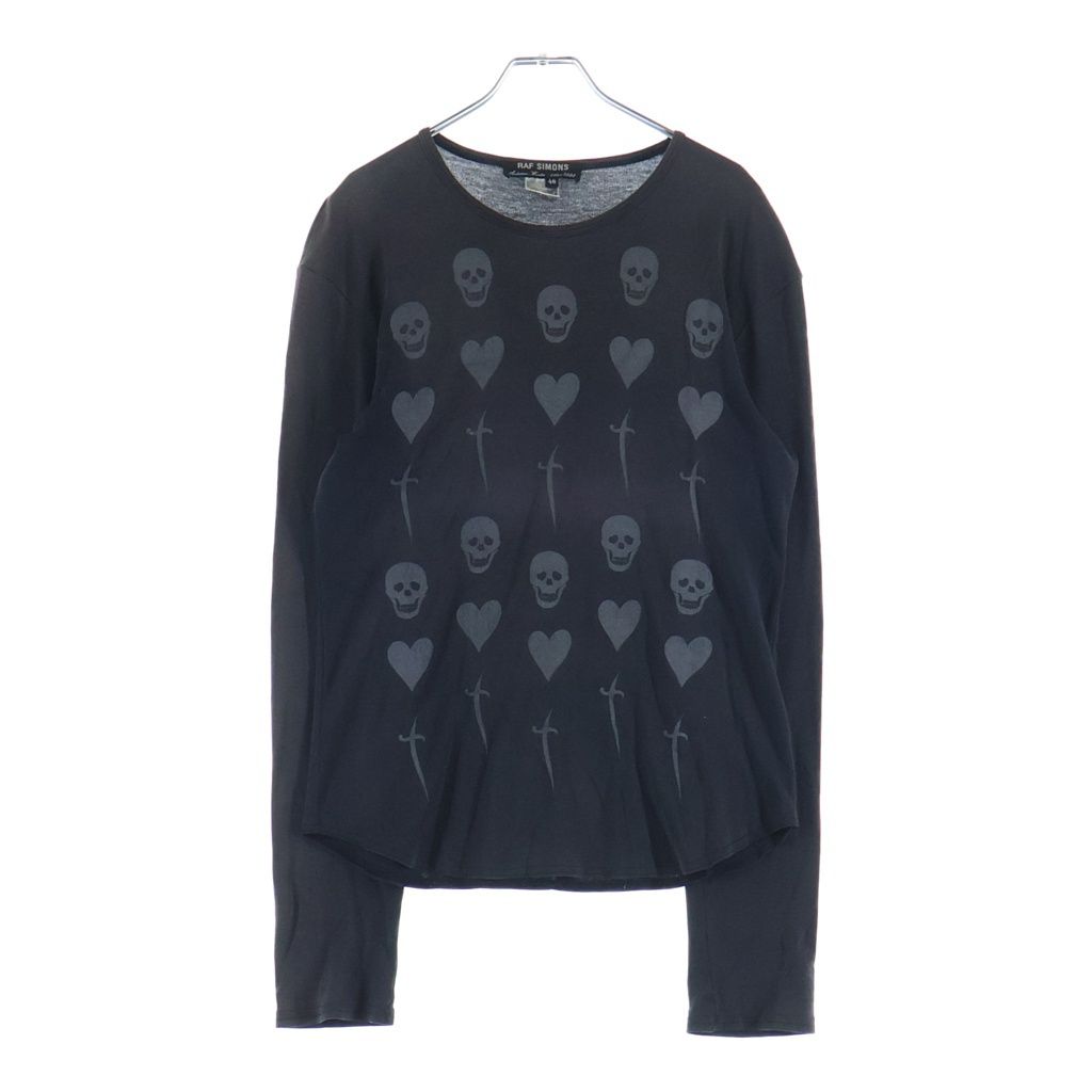RAF SIMONS (ラフシモンズ) 99AW Radioactivity Skulls Hearts Daggers L/S Tee レイディオウアクティヴィティ スカルズ ハーツ ダガーズ フロントプリント長袖Tシャツ ブラック