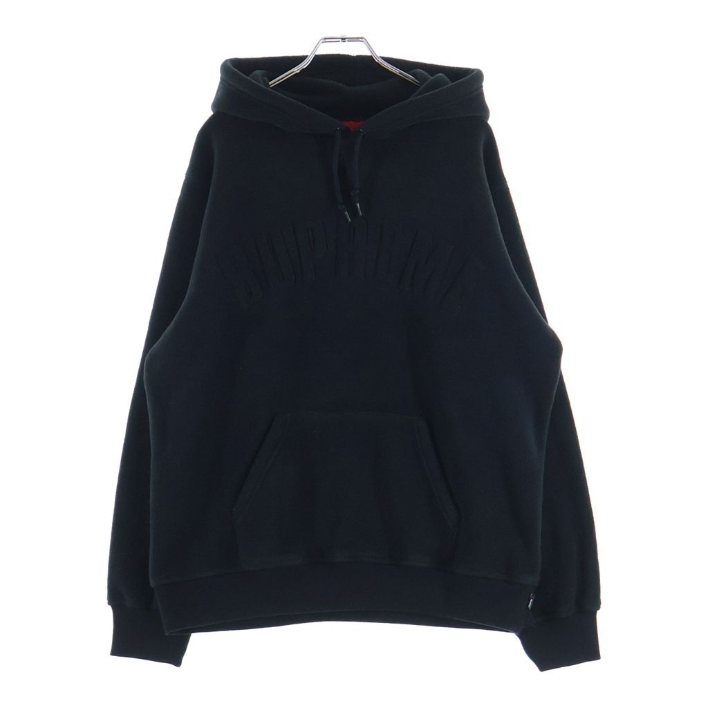 【希少XL】シュプリーム　フリースパーカー　センターロゴ　ハーフジップ　黒 Supreme フリース パーカー ブラック 希少XL】シュプリームフリース