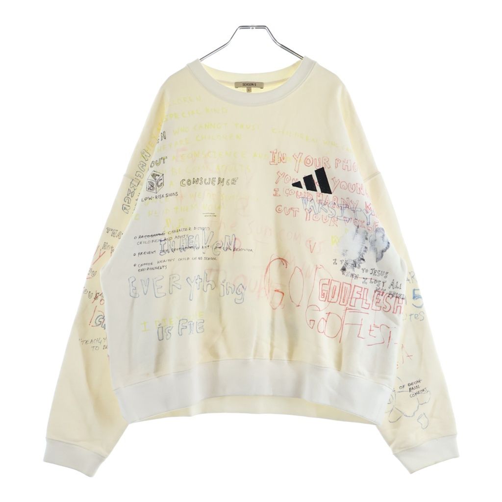 adidas (アディダス) YEEZY SEASON 5 Handwritting Crewneck Sweater グラフィティー クルーネック スウェットトレーナー ホワイト CJ7588