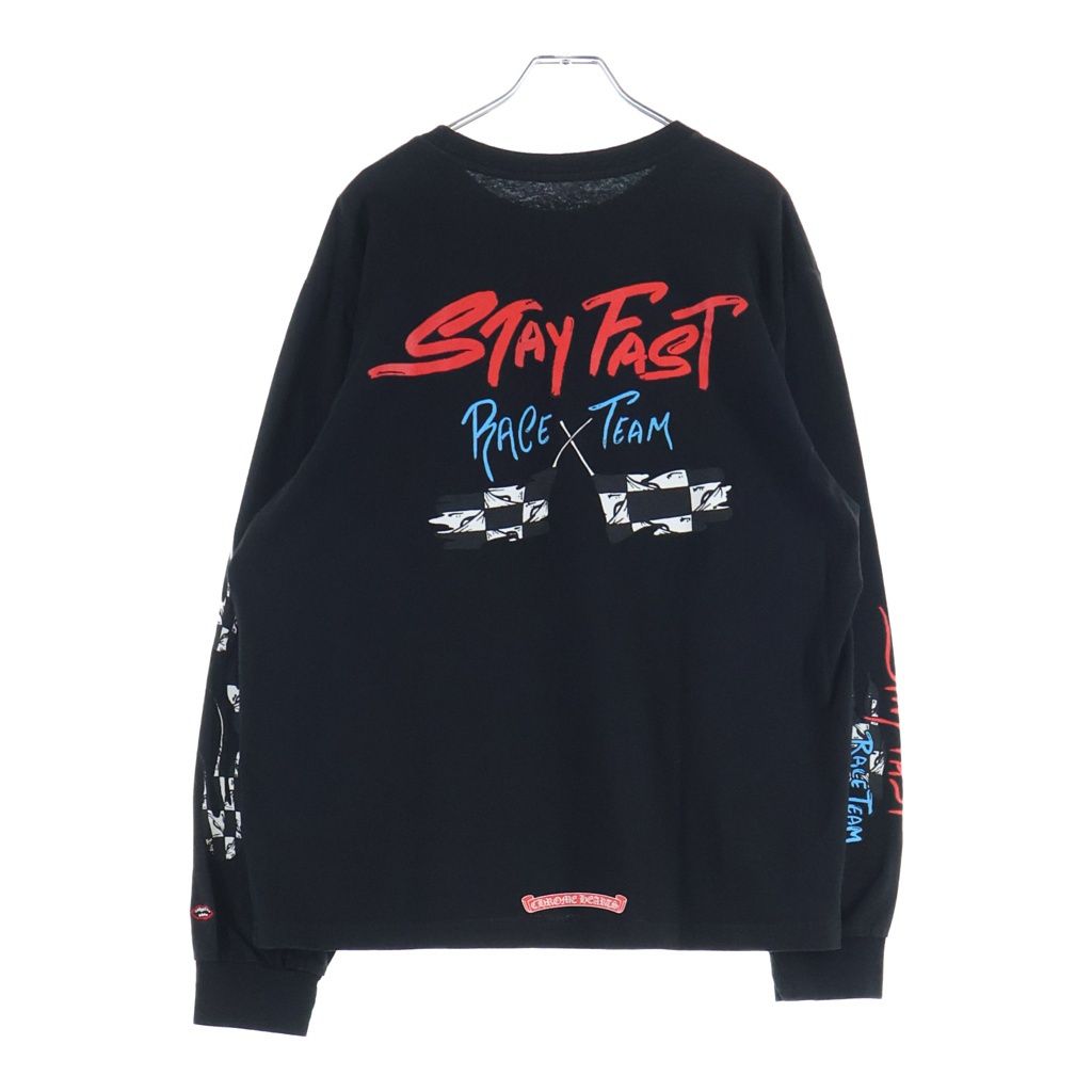 CHROME HEARTS (クロムハーツ) ×MATTY BOY STAYFAST RACE TEAM SWEAT グラフィックプリント クルーネック 長袖Tシャツ ブラック