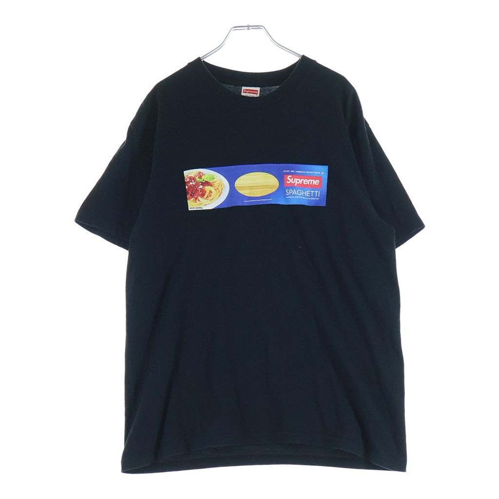SUPREME (シュプリーム) 21AW Spaghetti Tee スパゲッティ プリント クルーネック半袖Tシャツ カットソー ブラック