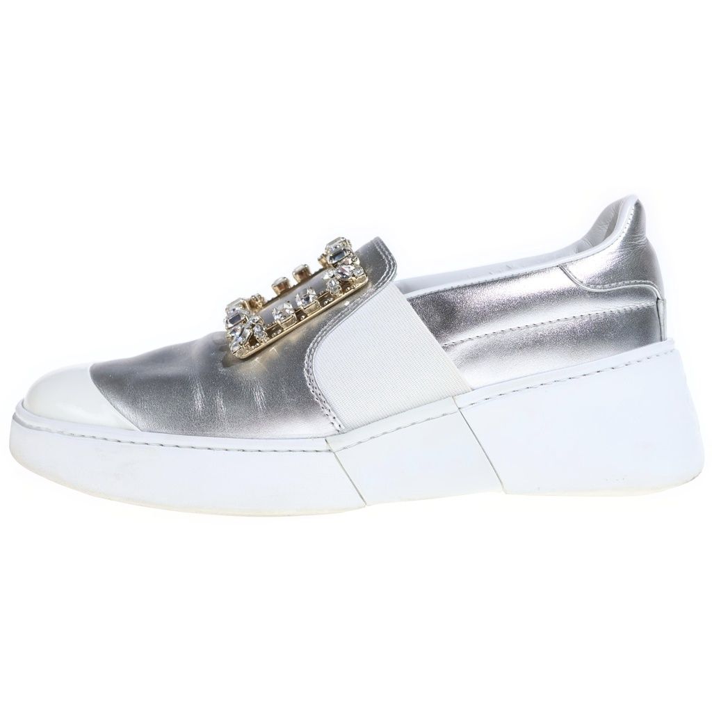 Roger Vivier (ロジェヴィヴィエ) ビジュー クリスタル スリッポン ローカットスニーカー ホワイト