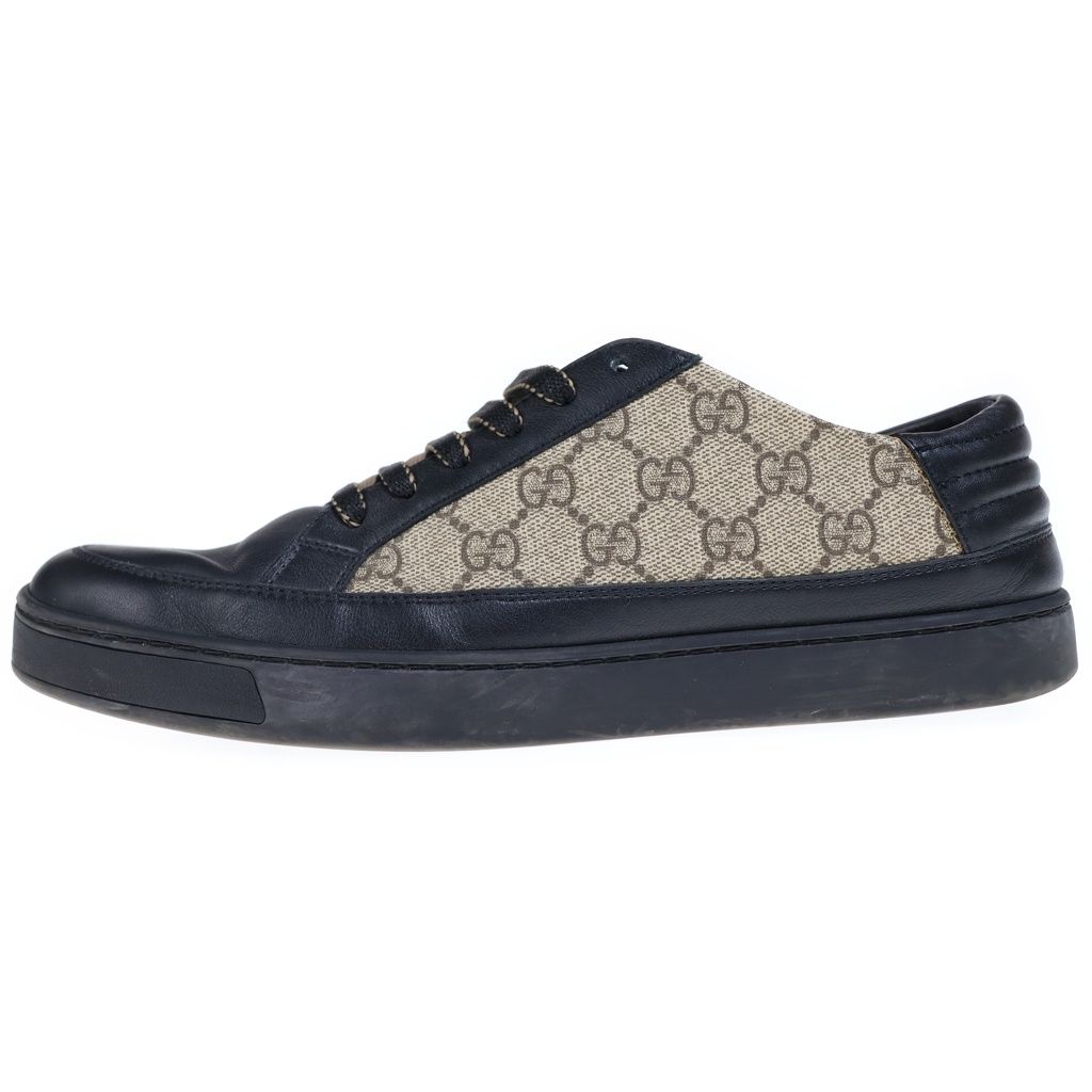 GUCCI (グッチ) GGスプリーム PVC レザー ローカットシューズ スニーカー ブラック/ベージュ 386752