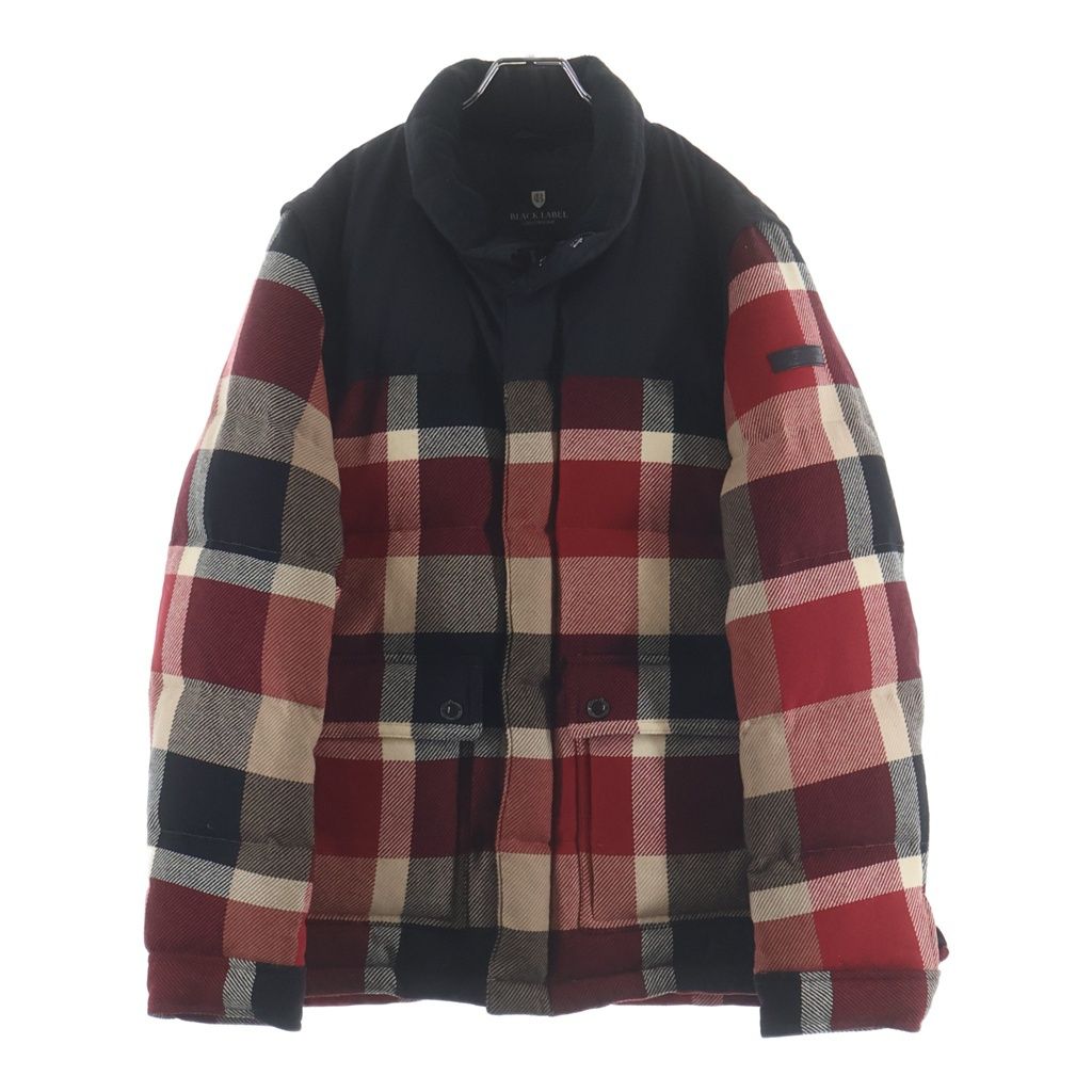 BLACK LABEL CRESTBRIDGE (ブラックレーベルクレストブリッジ) クレストブリッジ クレス チェック柄 ダウンジャケット ナイロン切り替え ブラック/レッド/ベージュ