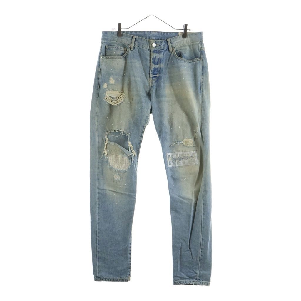 KITH (キス) ダメージロゴ スキニーデニムパンツ インディゴ