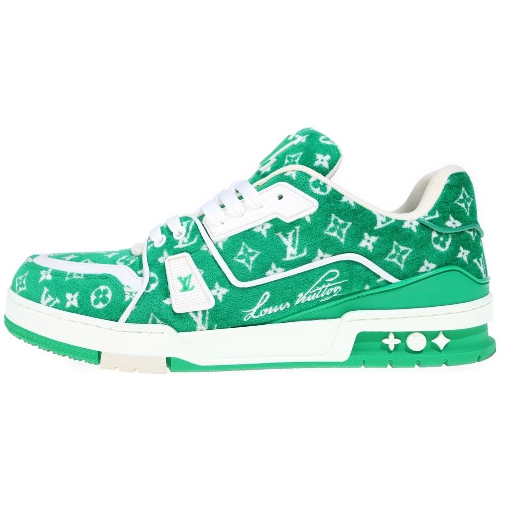 LOUIS VUITTON (ルイヴィトン) 23SS LVトレイナーライン ファブリック モノグラム テキスタイル ローカットシューズ スニーカー グリーン LD0233