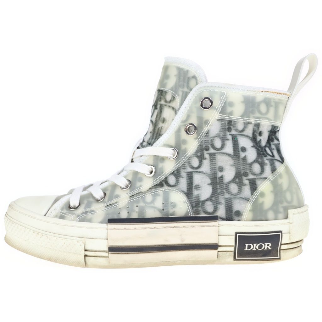 DIOR (ディオール) B23 テクニカルファブリックハイカットスニーカー オブリーク ハイカットシューズ ホワイト