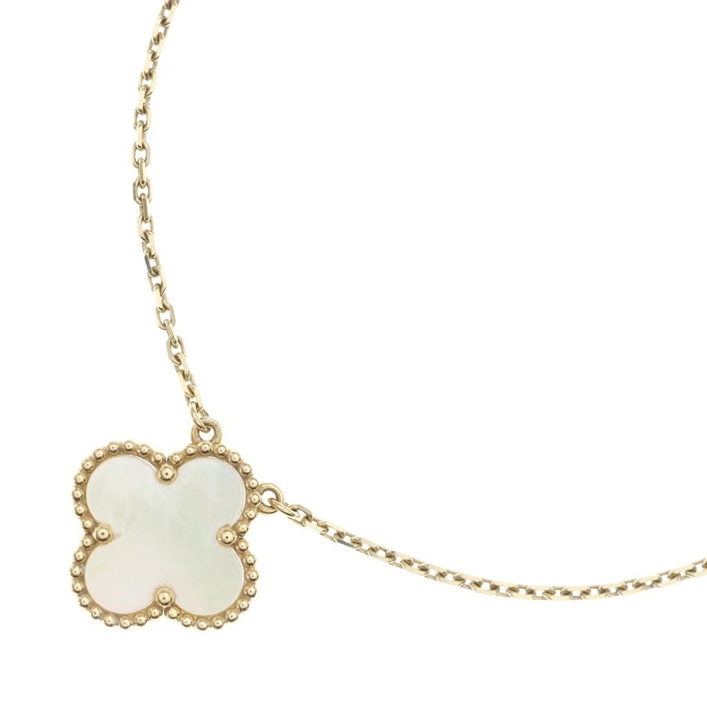 Van Cleef & Arpels (ヴァンクリーフアンドアーペル) ヴィンテージアルハンブラ マザーオブパール ネックレス ペンダント チェーン ゴールド×ホワイト Au750YG VCARA45900