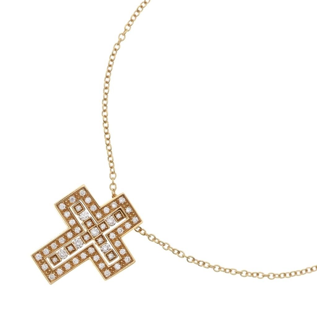DAMIANI (ダミアーニ) ベルエポック XS ダイヤ クロス ペンダント ネックレス チェーン イエローゴールド 750YG