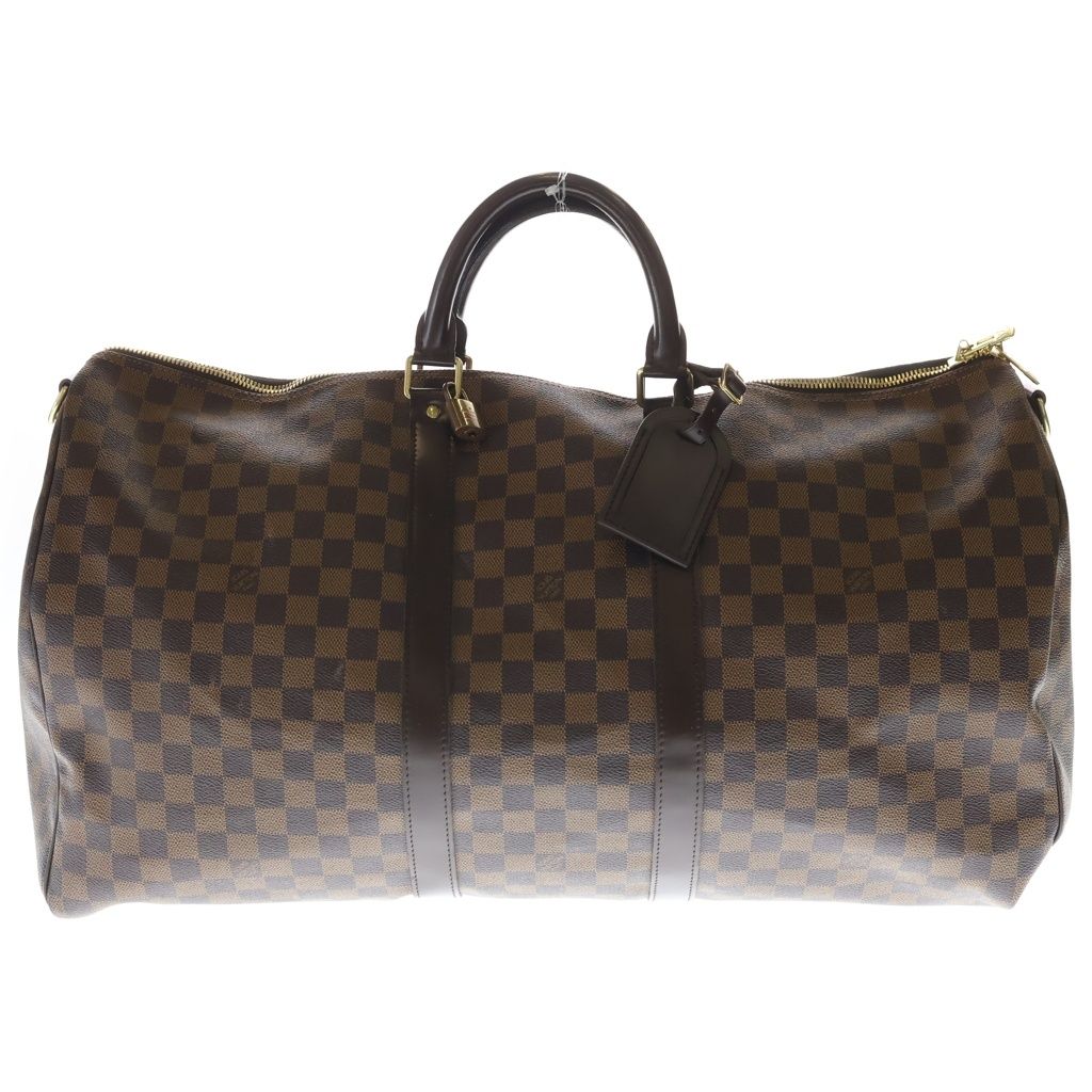 LOUIS VUITTON (ルイヴィトン) ダミエ キーポル バンドリエール55 ボストンバッグ ブラウン PVCレザー N41414