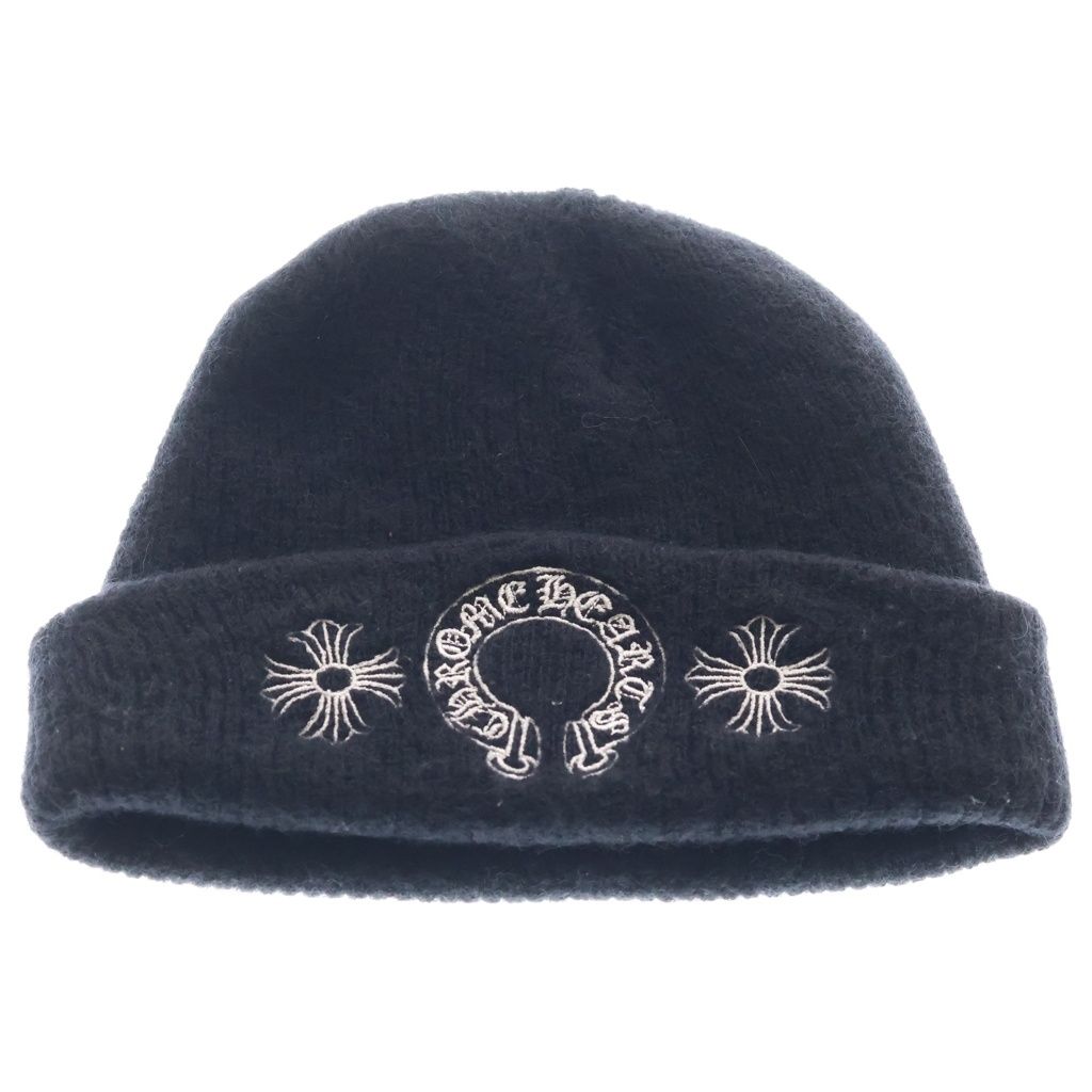 CHROME HEARTS (クロムハーツ) WOOL WATCH CAP CHプラス ホースシューニットキャップ ビーニー帽子 ブラック