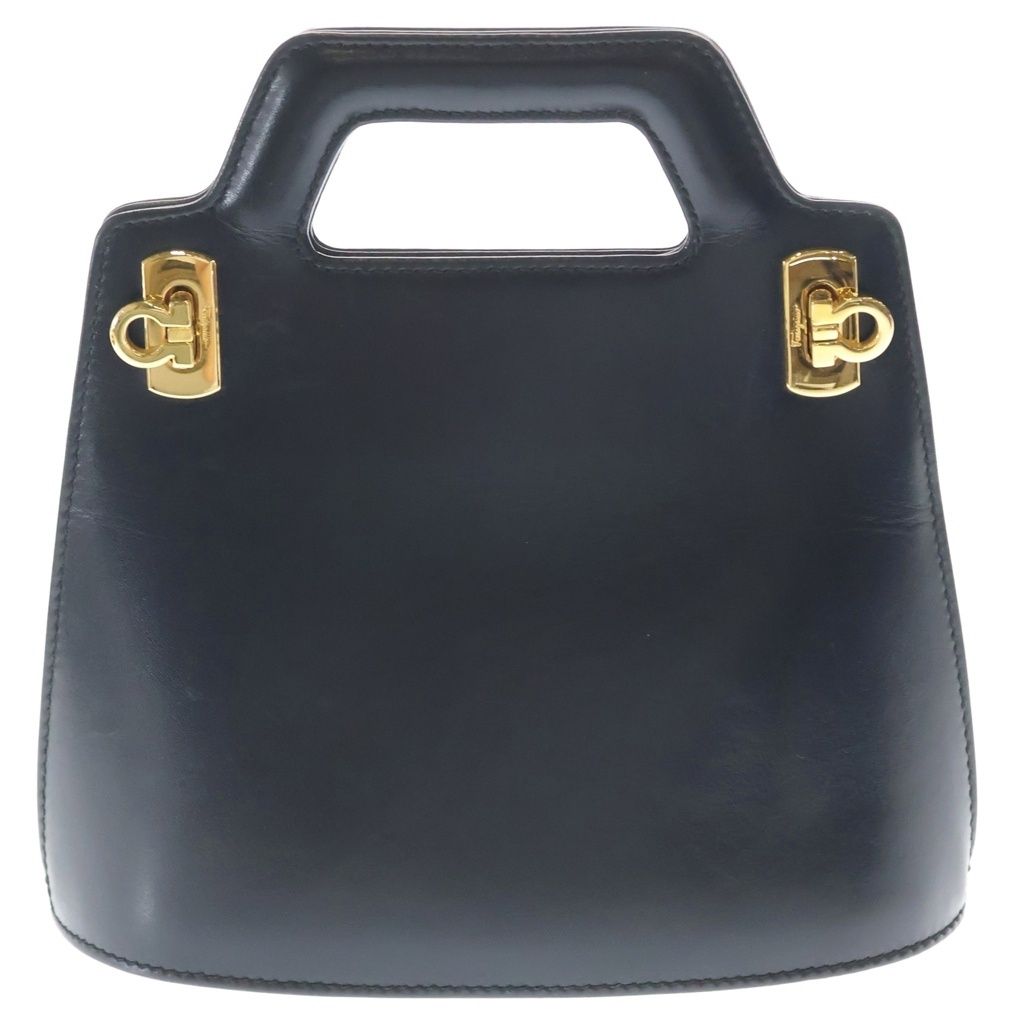 FERRAGAMO (フェラガモ) ガンチーニ レザー 2WAYショルダー ハンドバッグ ブラック BV-215238