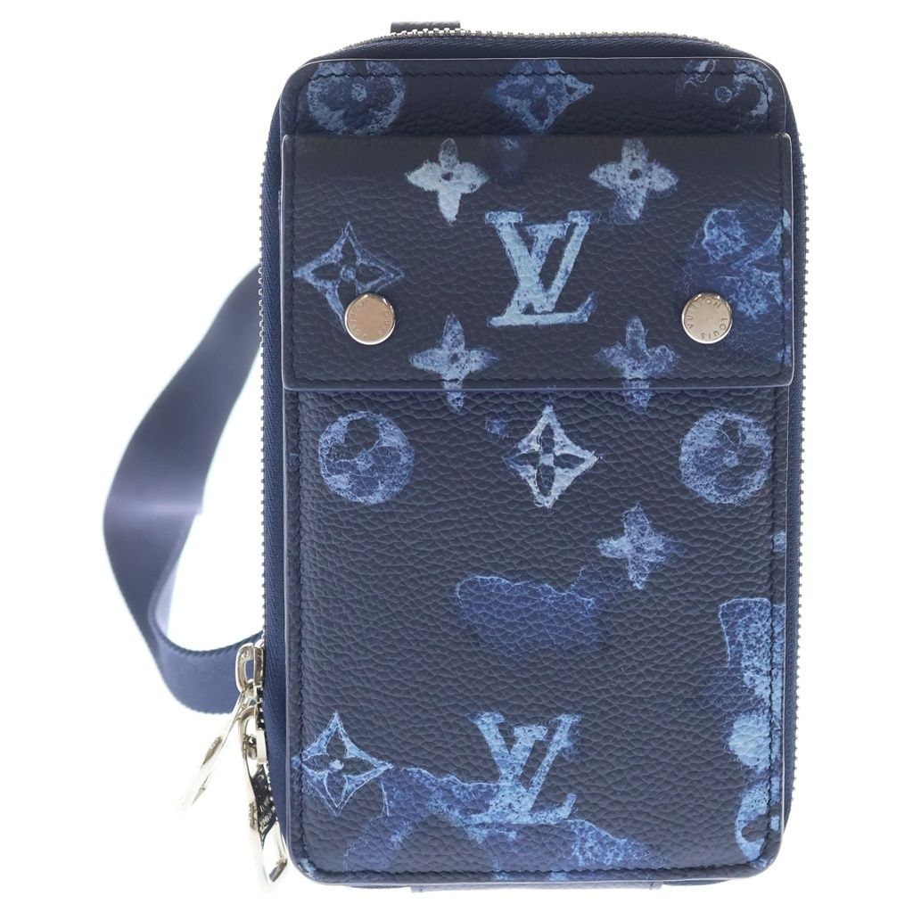 LOUIS VUITTON (ルイヴィトン) モノグラム ウォーターカラー PVCコーティングキャンバス フォンケース ポーチ ネイビー/ブルー M80466 RFID