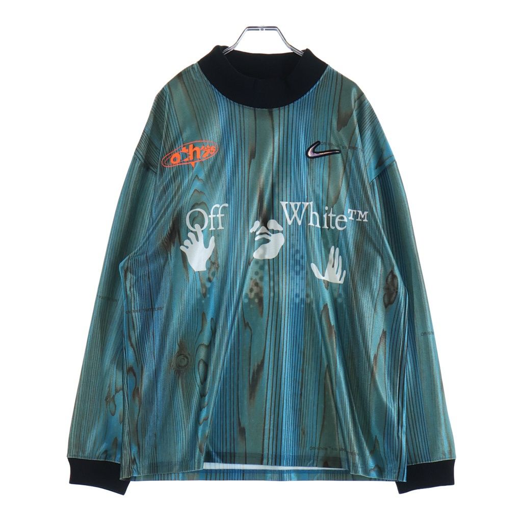 NIKE (ナイキ) ×OFF-WHITE JERSEYDN オフホワイト エルボーロゴ ゲームシャツ ブルー DN1701-411