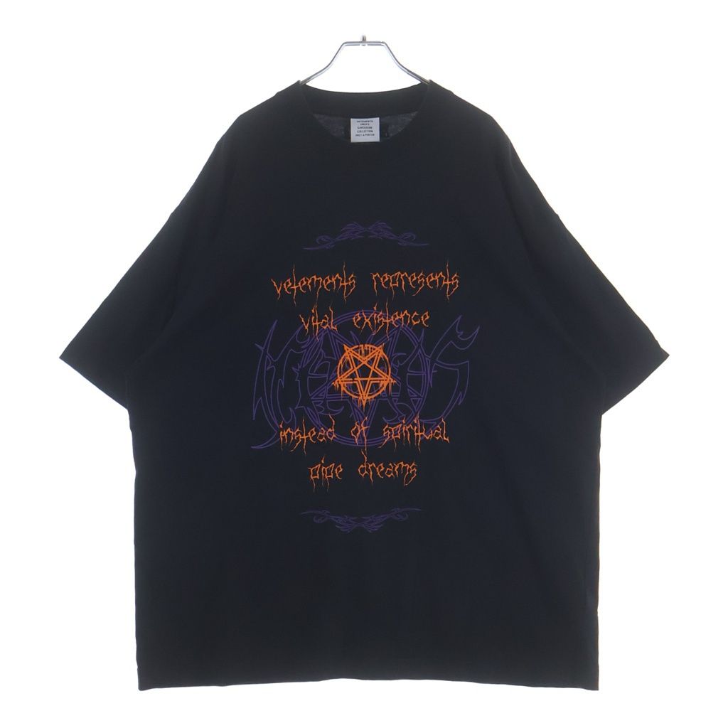 VETEMENTS (ヴェトモン) 22SS Vital Existence プリント半袖Tシャツ ブラック
