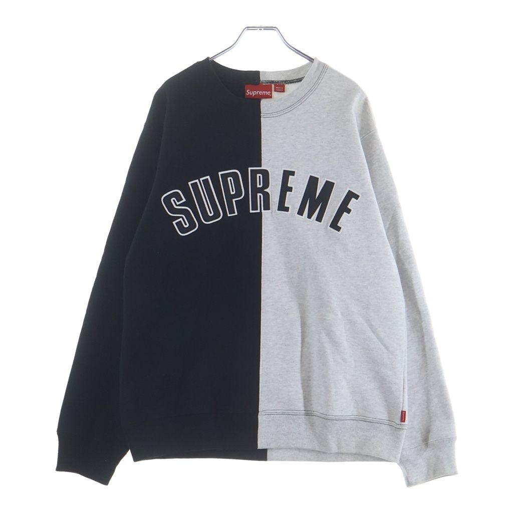 SUPREME (シュプリーム) 18AW Split Crewneck Sweatshirt スプリット クルーネック スウェット シャツ トレーナー ブラック/グレー