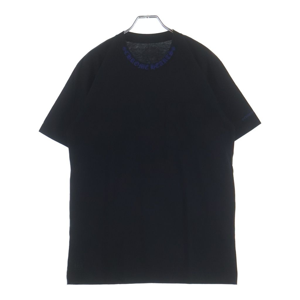 CHROME HEARTS (クロムハーツ) Neck Rogo S/S T-Shirt ネックロゴ 半袖Tシャツ カットソー コットン ブラック/ブルー