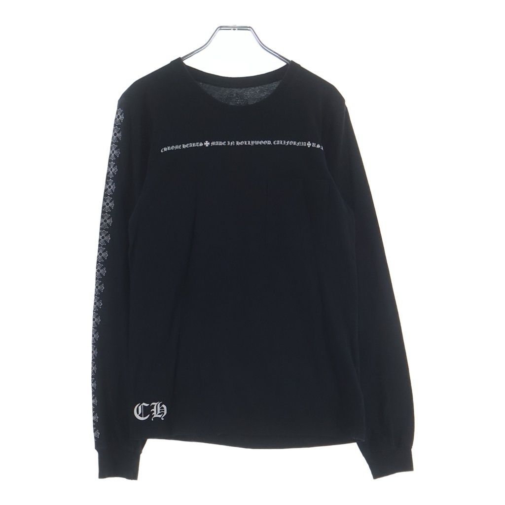 CHROME HEARTS (クロムハーツ) アームロゴ CHプラスプリント 長袖Tシャツ カットソー ブラック