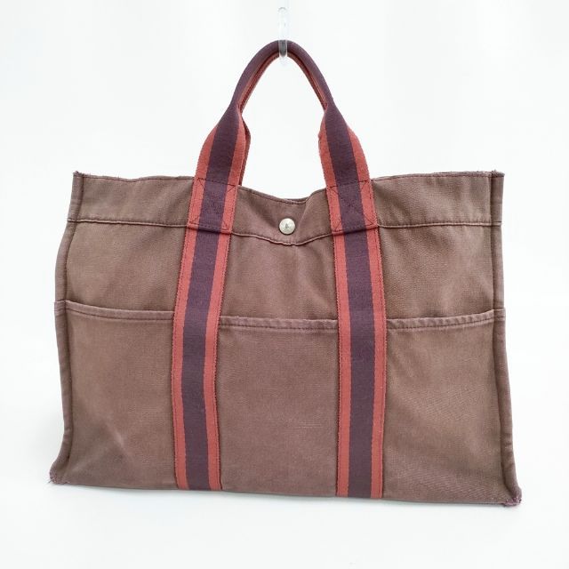 HERMES フールトゥー キャンバス フールトゥ トートバッグ ワインレッド レディース エルメス【中古】6-0606G∞