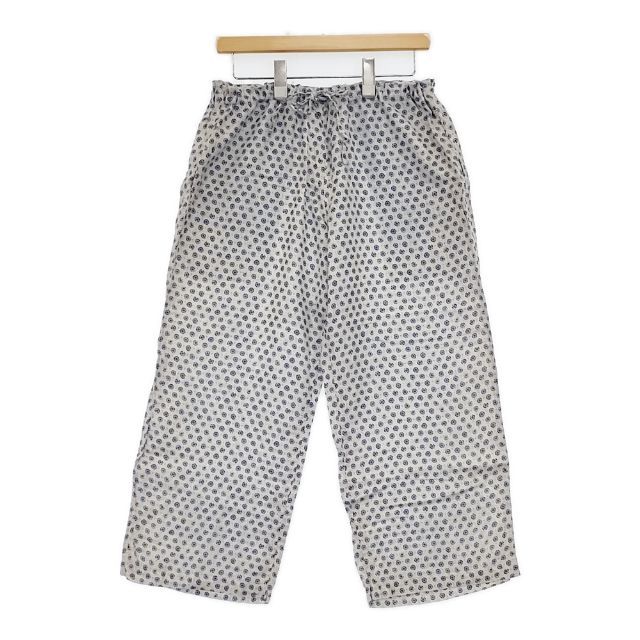 Toujours ブロックプリント リネン パジャマパンツ 総柄 パンツ ホワイト ブルー レディース トゥジュー【中古】6-0606M∞